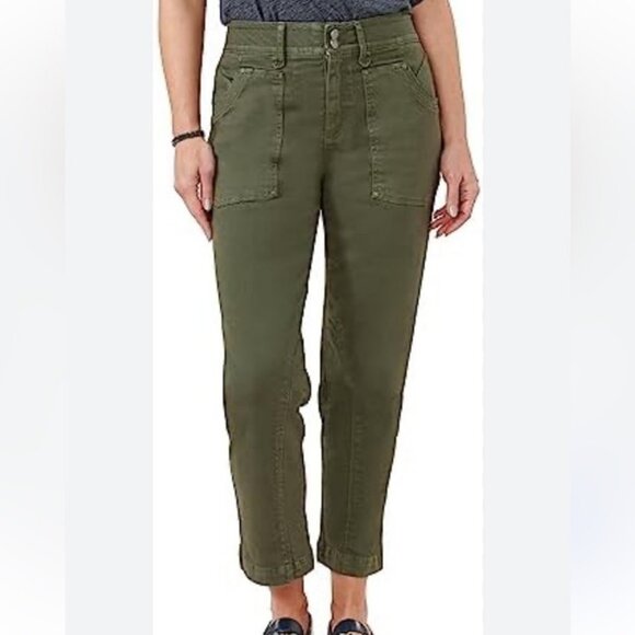 Democracy Ab-Solution Women's Cropped Pants Olive Green Stretch Size 4 - Picture 1 of 7